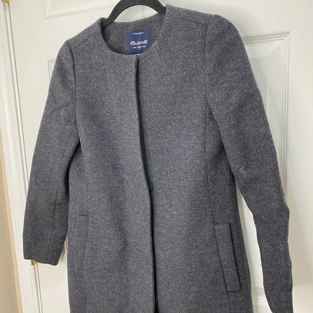 Madewell grey button front peacoat, size x small - Picture 3 of 16
